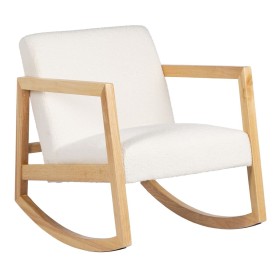 Rocking Chair White Natural Rubber wood Fabric 60 