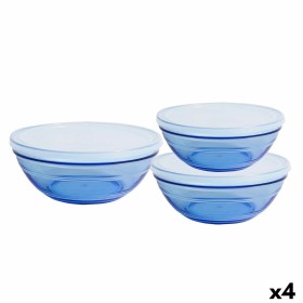 Set of bowls Duralex Blue With lid 3 Pieces (4 Units)
