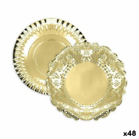 bandeja de aperitivos Algon Redonda Dourado 30 x 30 x 1,5 cm