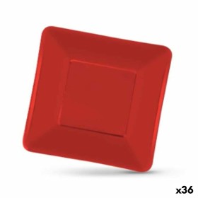 Set de Platos Algon Desechables Cartón Cuadrado Rojo 19 x 19 x