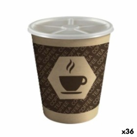 Glass with Lid Algon Cardboard Disposable Coffee 36 Units (12