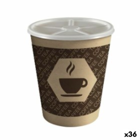 Glass with Lid Algon Cardboard Disposable Coffee 36 Units (10