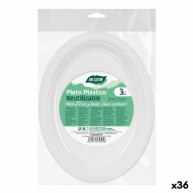 Set de platos reutilizables Algon Blanco Plástico Ovalado 30 x