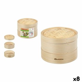 Food Steamer Quttin 2 levels Bamboo 24 x 15 cm (8 Units) (23-21