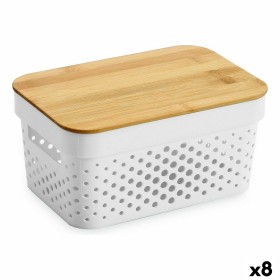 Caja Multiusos Confortime Blanco Marrón Bambú Plástico 26,2 x