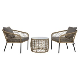 Table set with 2 chairs DKD Home Decor synthetic rattan Steel