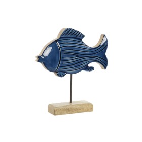 Figura Decorativa Home ESPRIT Azul Natural Peixe Mediterrâneo