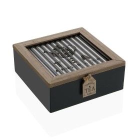 Caja para Infusiones Versa Negro Metal Madera MDF 16,5 x 16,5 x
