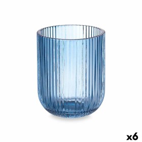 Vaso Rayas Azul Cristal 270 ml (6 Unidades)