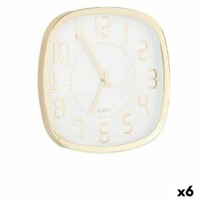 Reloj de Pared Cuadrado Dorado Vidrio Plástico 31 x 31 x 4,5 cm