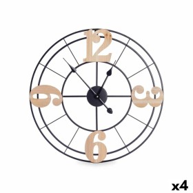 Reloj de Pared Negro Metal Madera MDF 60 x 60 x 5 cm (4