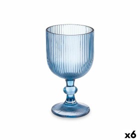 Glas Streifen Blau Glas 370 ml (6 Stück)