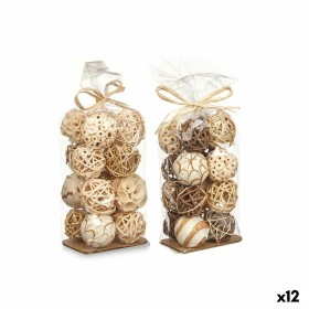 Conjunto de bolas decorativas Branco Castanho (12 Unidades)