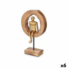 Figura Decorativa Sentado Dorado Metal 15,5 x 27 x 8 cm (6