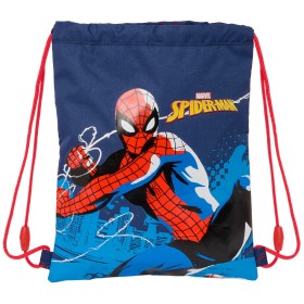 Bolsa Mochila con Cuerdas Spider-Man Neon Azul marino 26 x 34 x