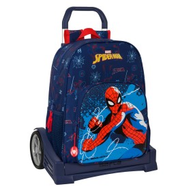Mochila Escolar con Ruedas Spider-Man Neon Azul marino 33 x 42