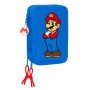 Plumier Triple Super Mario Play Azul Rojo 12.5 x 19.5 x 5.