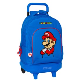 Mochila Escolar con Ruedas Super Mario Play Azul Rojo 33 X 45 X