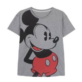 Camisola de Manga Curta Mulher Mickey Mouse Cinzento Cinzento