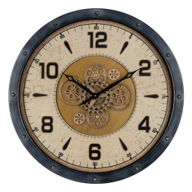 Reloj de Pared Negro Dorado Cristal Hierro 72 x 9 x 72 cm (3