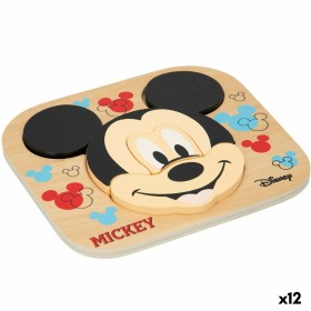 Child's Wooden Puzzle Disney Mickey Mouse + 12 Months 6 Pieces