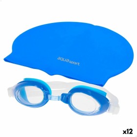 Gorro y Gafas de Natación AquaSport Azul Infantil Plástico (12