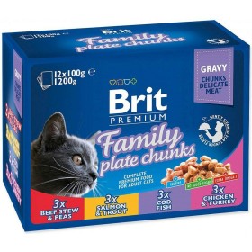 Comida para gato Brit Pouches Family Plate Pollo Pavo Ternera