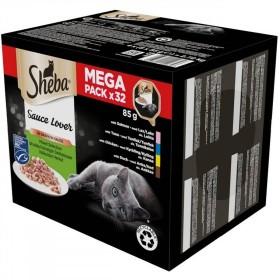 Comida para gato Sheba Megapack Frango Salmão Atum Pato 32 x 85
