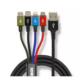 Cable USB a Micro USB, USB-C y Lightning Ibox IKUM4W1CLR Negro