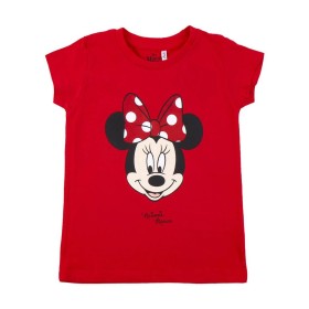 Camisola de Manga Curta Infantil Minnie Mouse Vermelho
