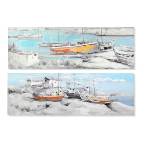Pintura DKD Home Decor Port 150 x 3 x 50 cm Barco Mediterrâneo