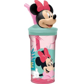 Vaso con Pajita Minnie Mouse 360 ml 3D Rosa